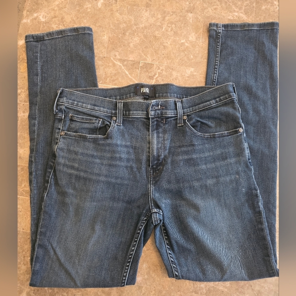 Mens PAIGE Dark Wash Denim Jeans Sz 34